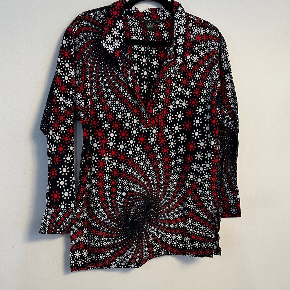 Black and Red Patterned Women's Tunic
